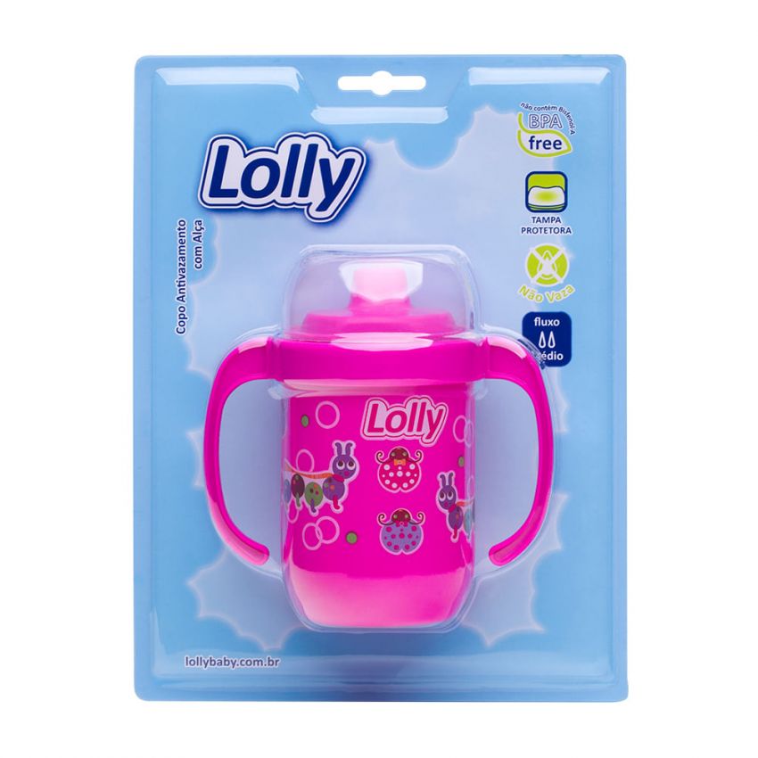 COPO LOLLY ANTIVAZAMENTO COM ALÇA ROSA 250ML 