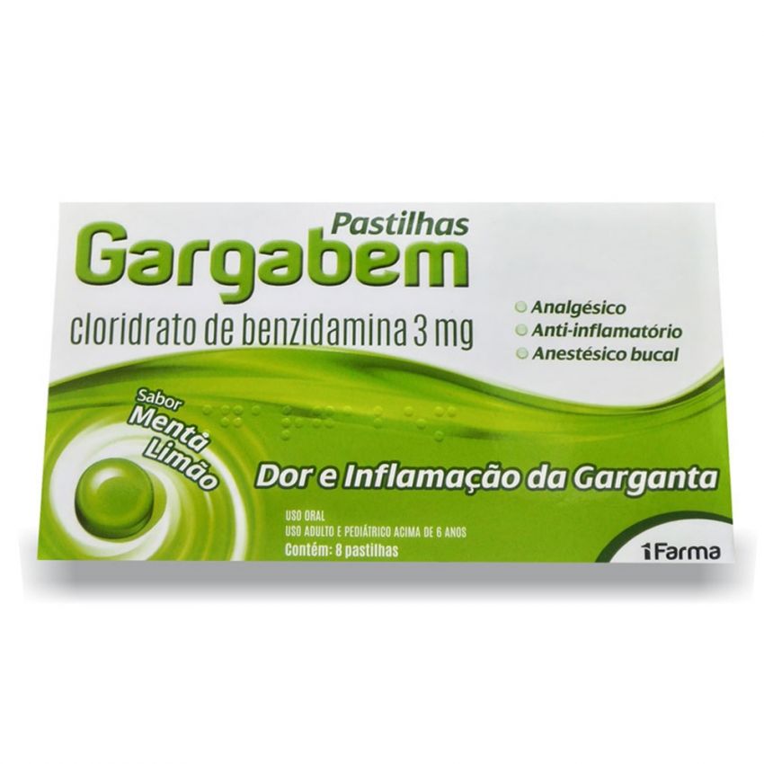 GARGABEM MENTA-LIMÃO COM 8 PASTILHAS