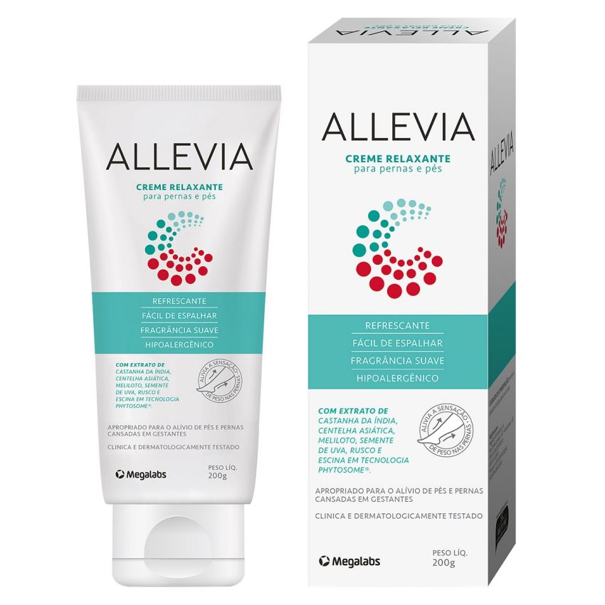 ALLEVIA CREME RELAXANTE PARA PERNAS E PÉS COM 200 GRAMAS