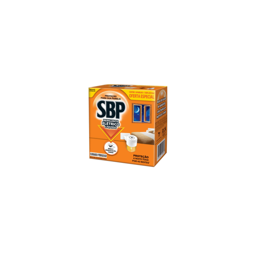 APARELHO SBP ELETETRICO+REFIL 35ML 45 NOITES