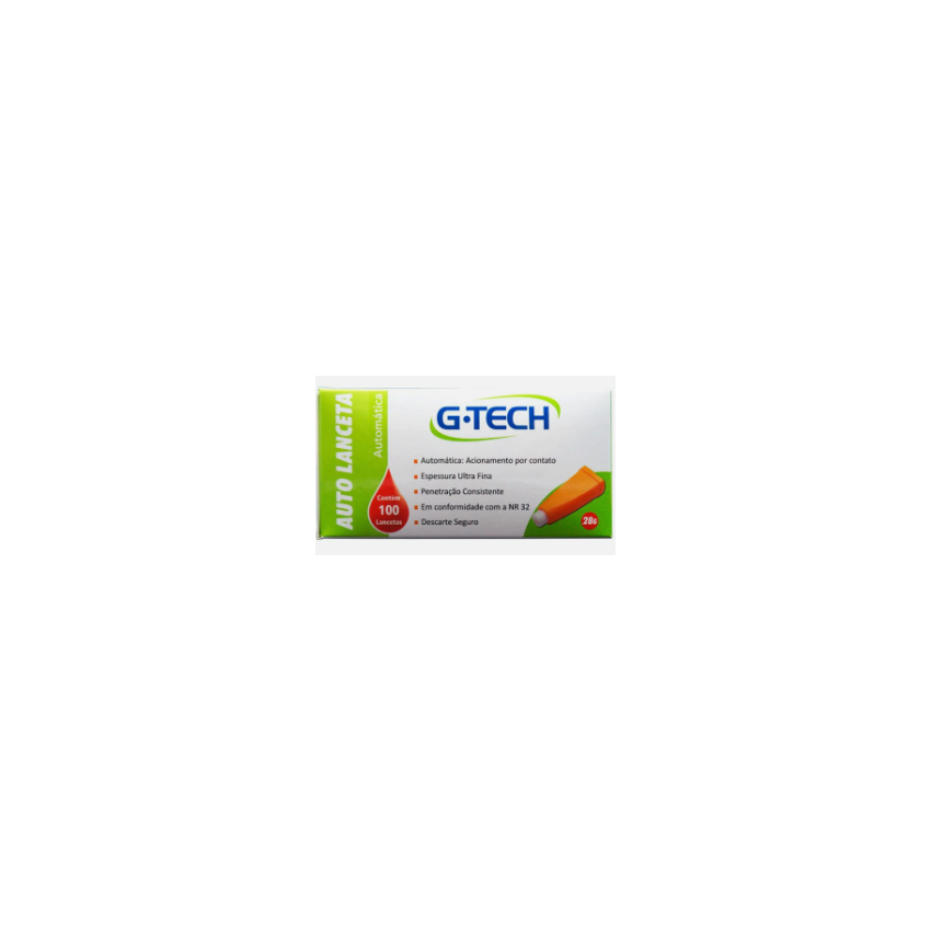 AUTO LANCETA G-TECH 28G COM 100 UNIDADES