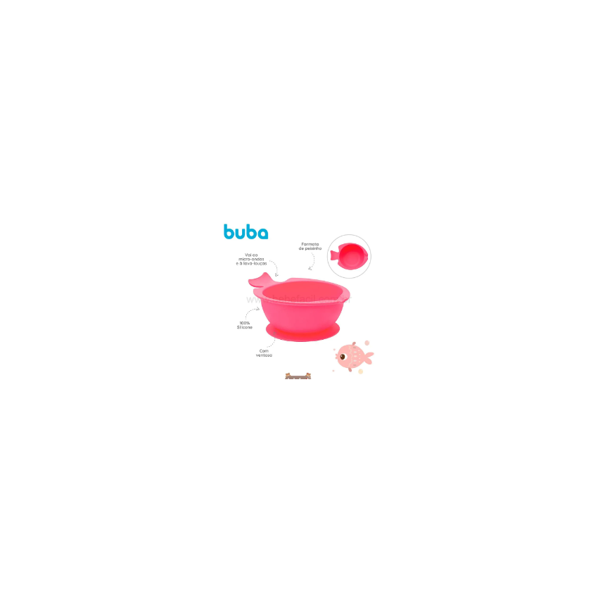 BOWL DE SILICONE COM VENTOSA COR ROSA