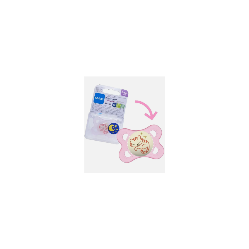CHUPETA MAM NIGHT 0-6 MESES ROSA