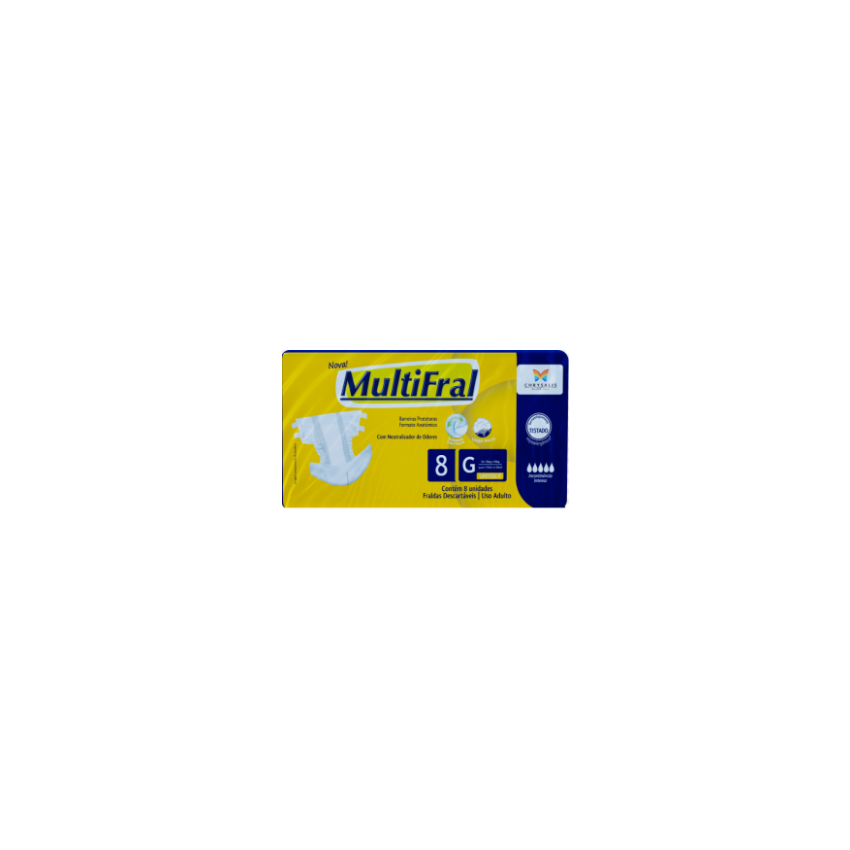 FRALDA GERIATRICA MULTIFRAL REGULAR G COM 8 UNIDADES