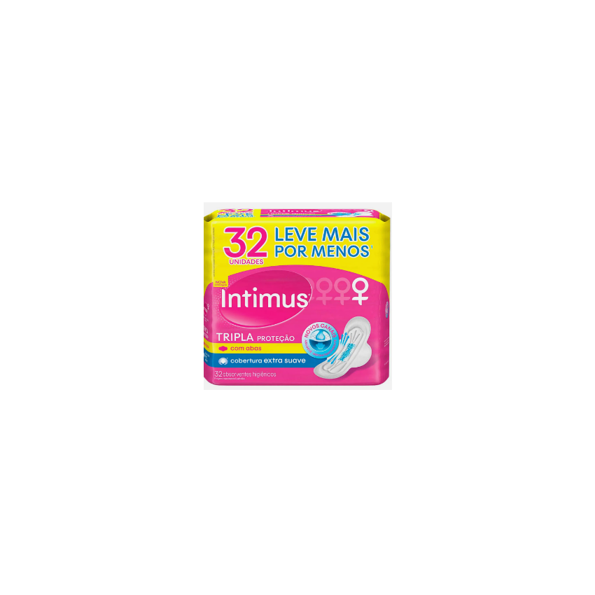 ABSORVENTE INTIMUS GEL SUAVE COM ABAS COM 32 UNIDADES