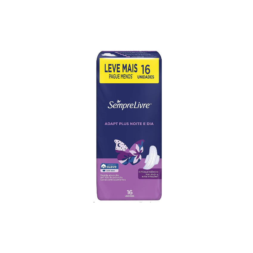 ABSORVENTE SEMPRE LIVRE 16UN ADAPT PLUS NOT SUAVE ABAS