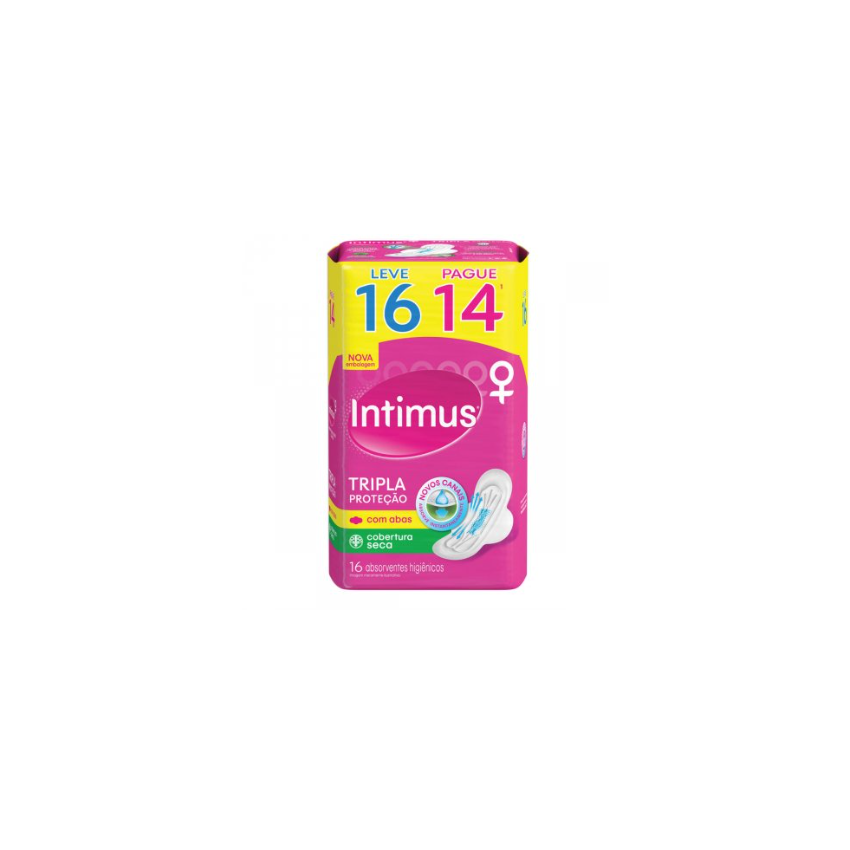 ABSORVENTES INTIMUS GEL SECA COM ABAS LEVE 16 PAGUE 14