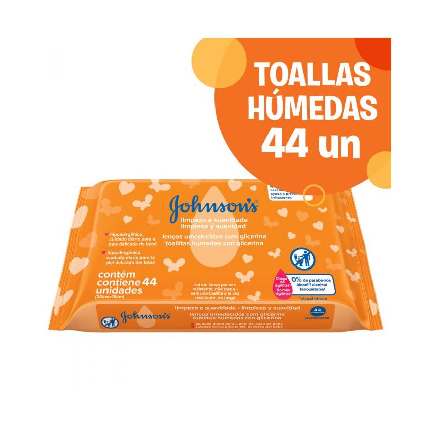 TOALHINHA JOHMSONS SUAVE COM 44 UNIDADES
