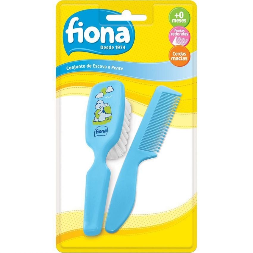 CONJUNTO FIONA ESCOVA E PENTE AZUL UNIDADE