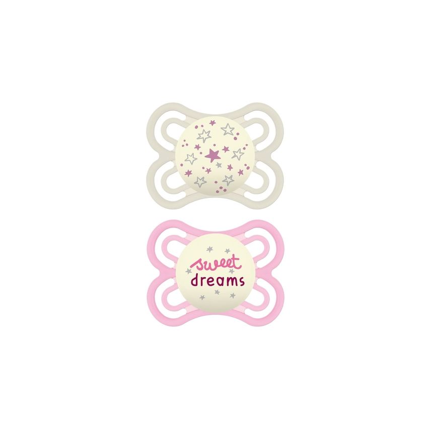 CHUPETA MAM PERFECT NIGHT 0-6 MESES ROSA 2 UND