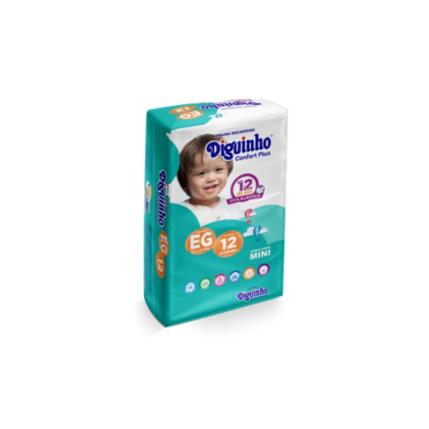 FRALDA DIGUINHO CONFORT PLUS MINI EG COM 12 UNIDADES