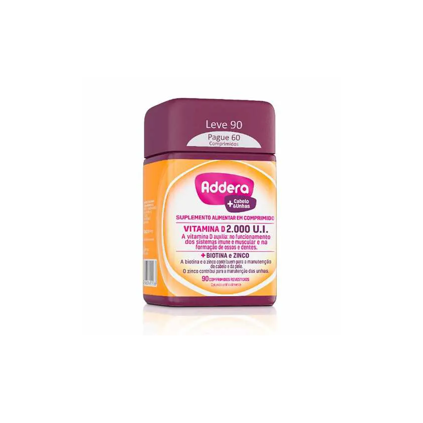 ADDERA + CABELOS E UNHAS COM 90 COMPRIMIDOS