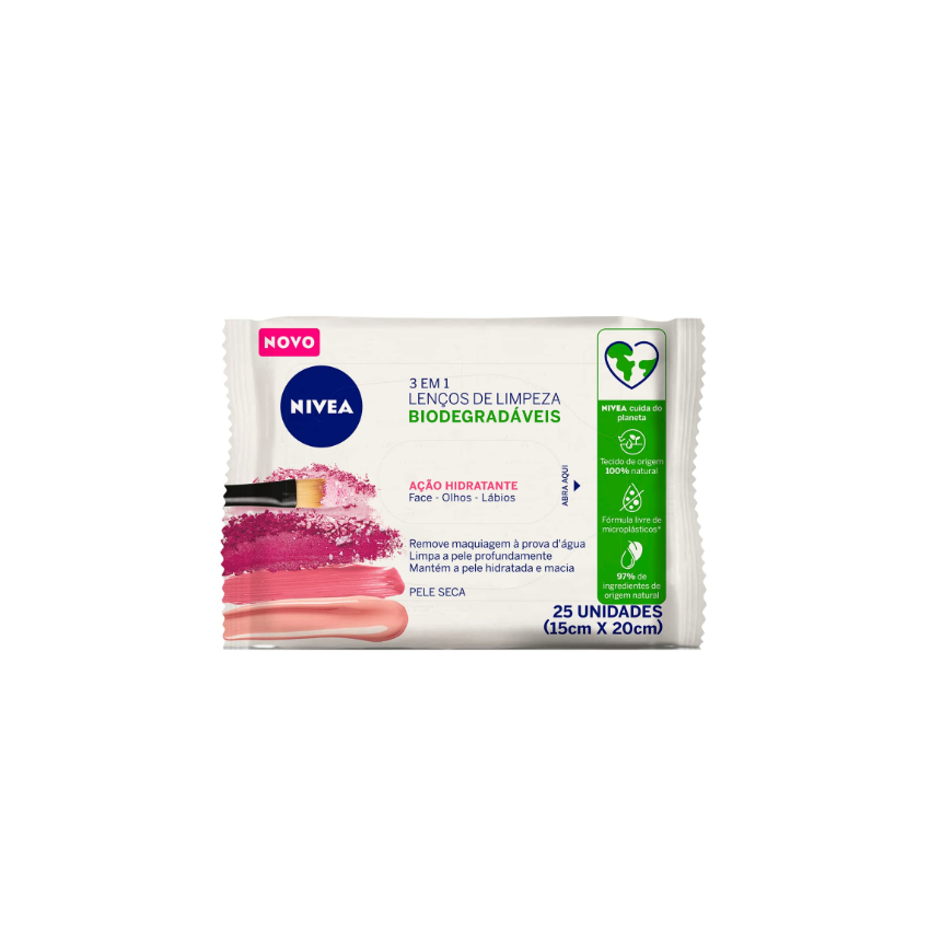 LENÇO DEMAQUILANTE NIVEA (ROSA) 3EM1 25 UNIDADES