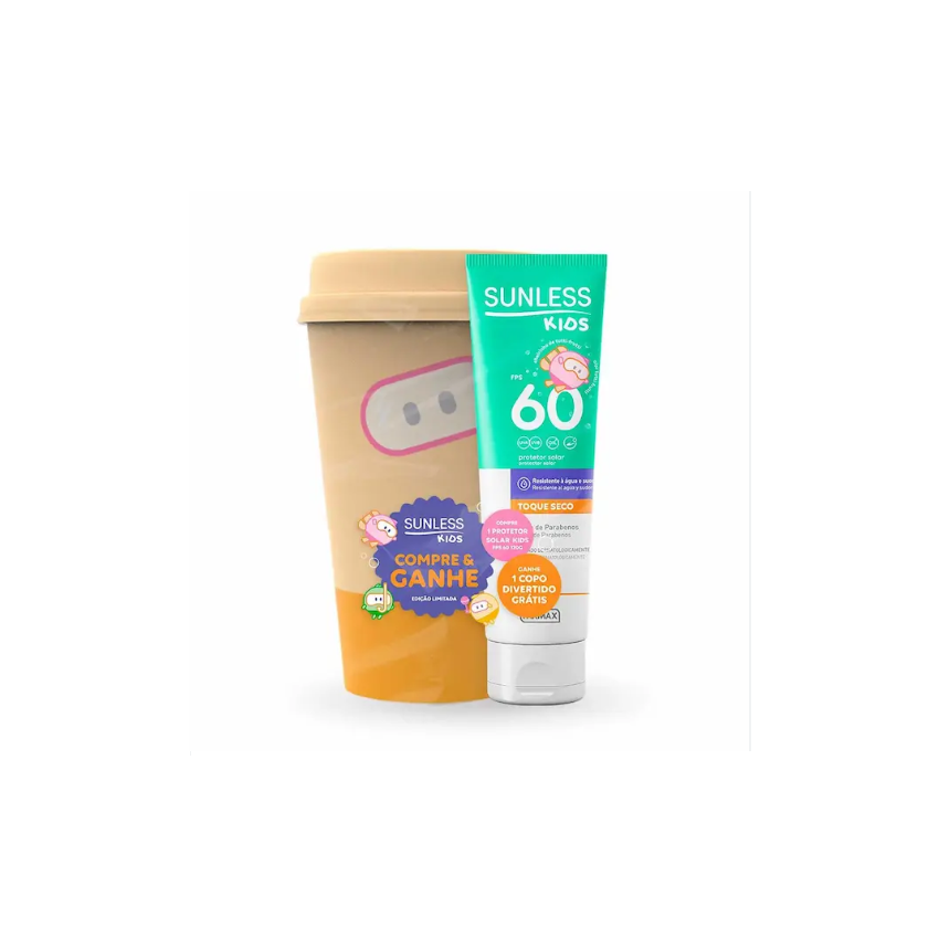 KIT PROTETOR SOLAR KIDS FPS 60 120G + COPO SUNLESS