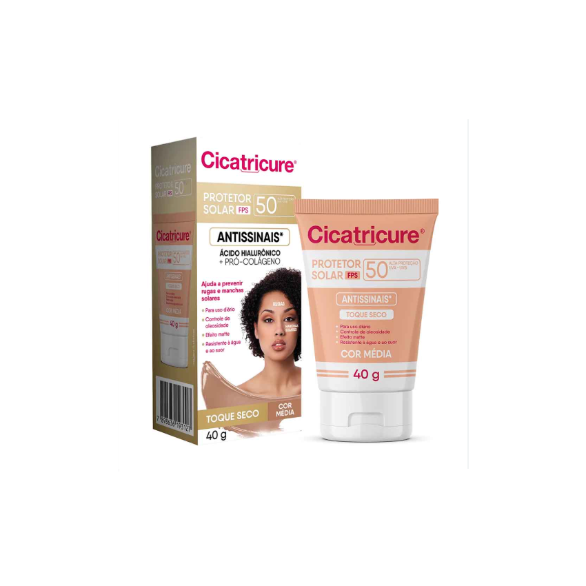 PROTETOR SOLAR CICATRICURE COR MEDIA FPS 50 40G