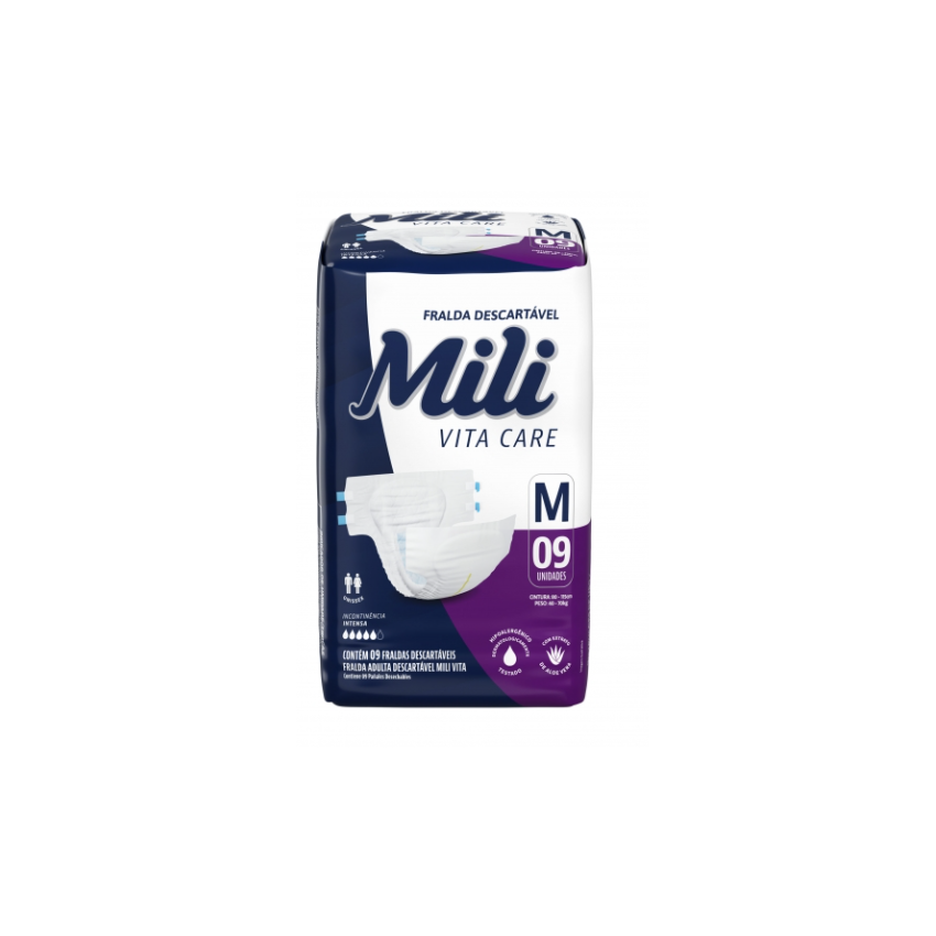 FRALDA ADULTO MILI VITA M COM 9 UNIDADES