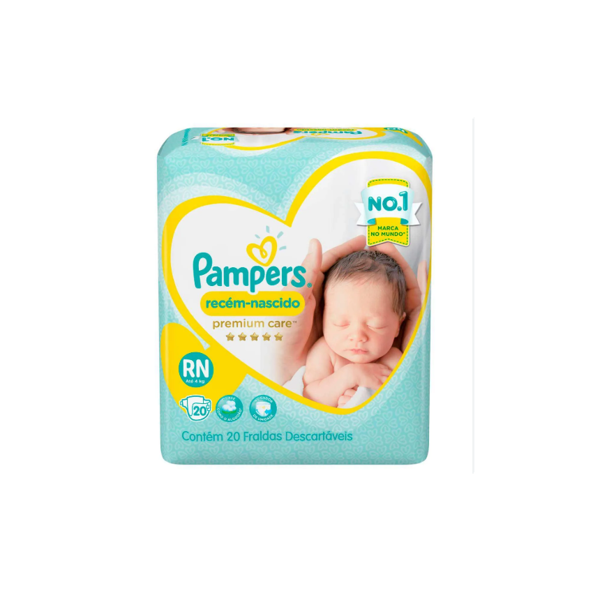 FRALDA PAMPERS RECEM NASCIDO RN 2 A 4,5kg COM 20 UNIDADES