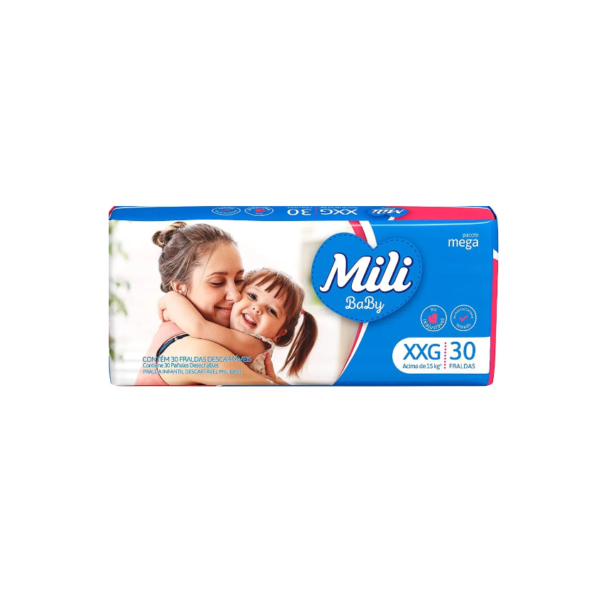 FRALDA MILI ULTRA SECA MEGA XXG COM 30 UNIDADES