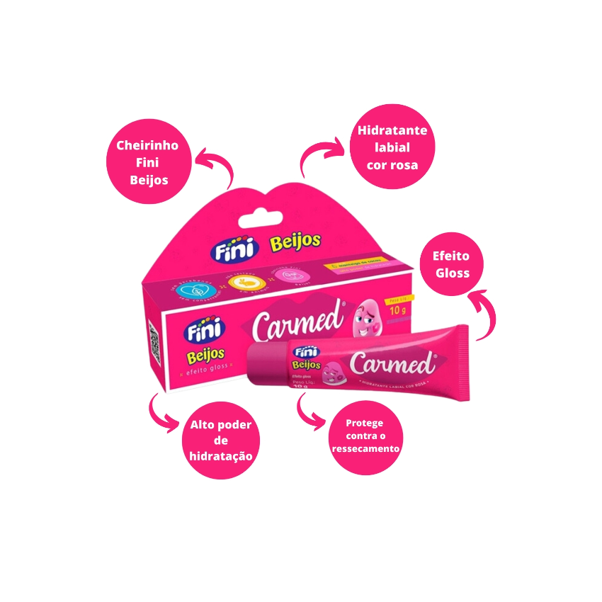 HIDRATANTE LABIAL CARMED FINI BEIJO COR ROSA 10GRAMAS