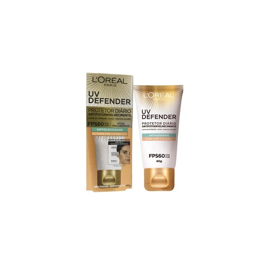 LOREAL UV DEFENDER FPS60 ANTIOLEOSIDADE COR CLARA40G