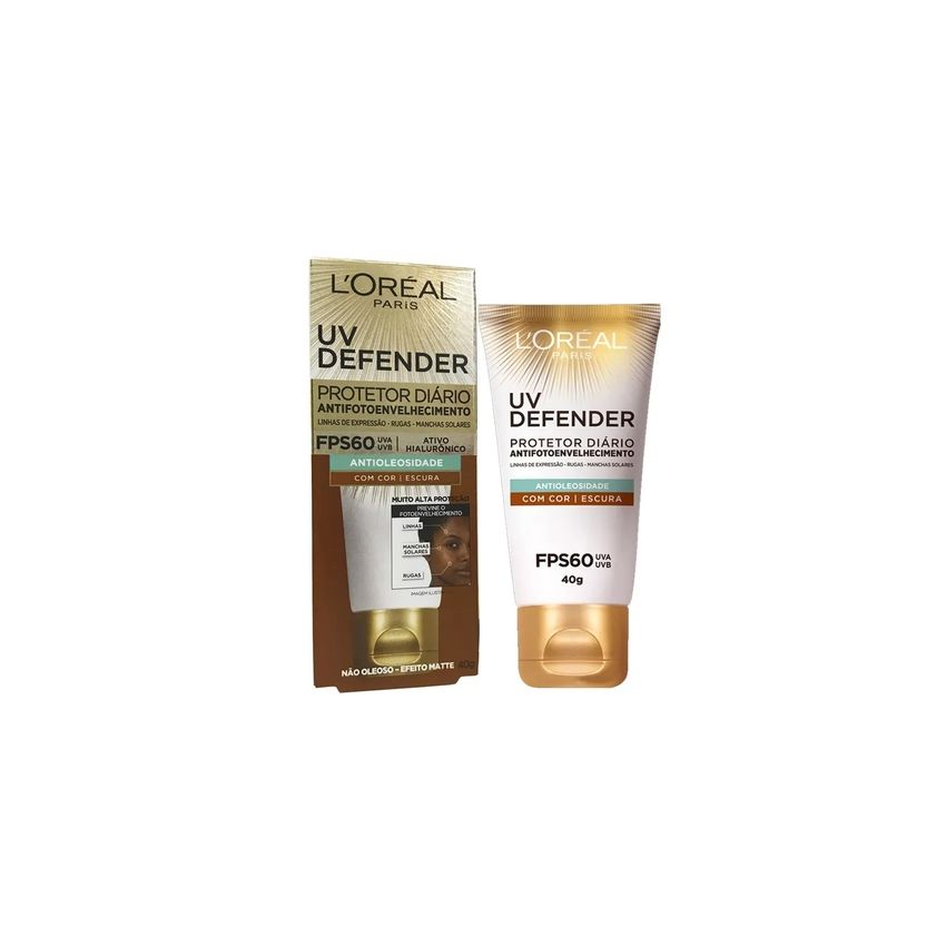 L'OREAL UV DEFENDER FPS60 ANTIOLEOSIDADE COR ESCURA 40G
