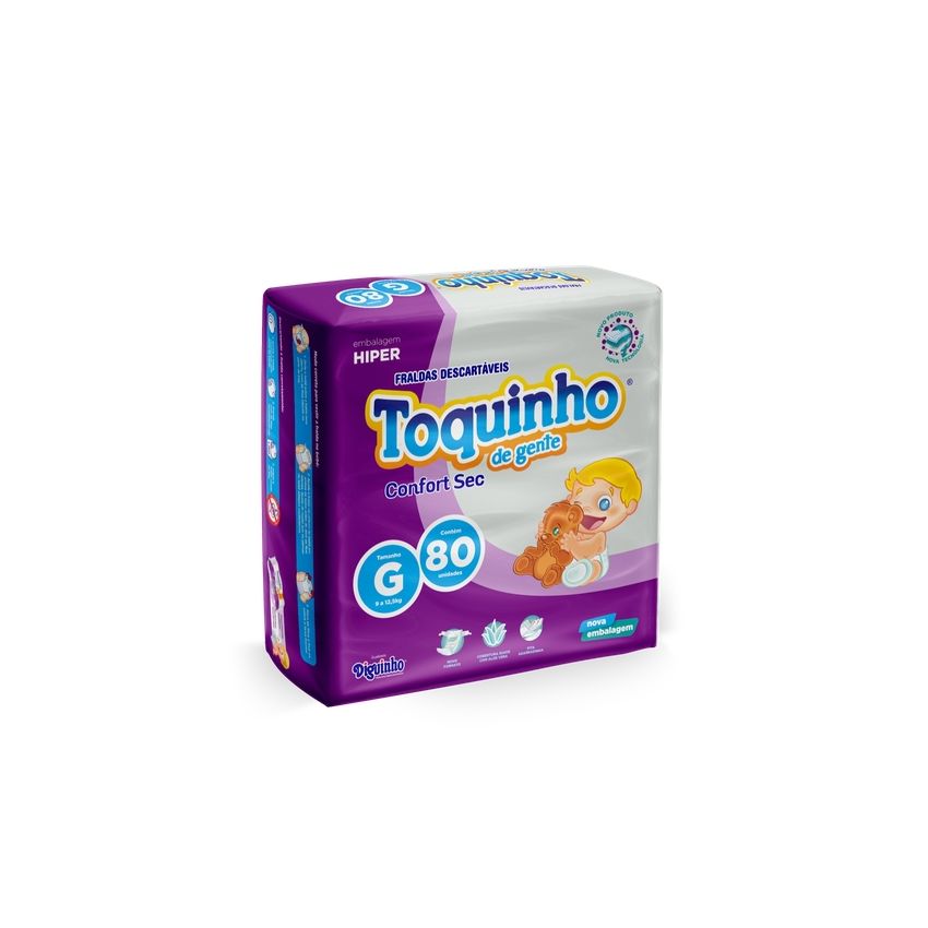 FRALDA TOQUINHO CONFORT SEC G COM 80 UNIDADES