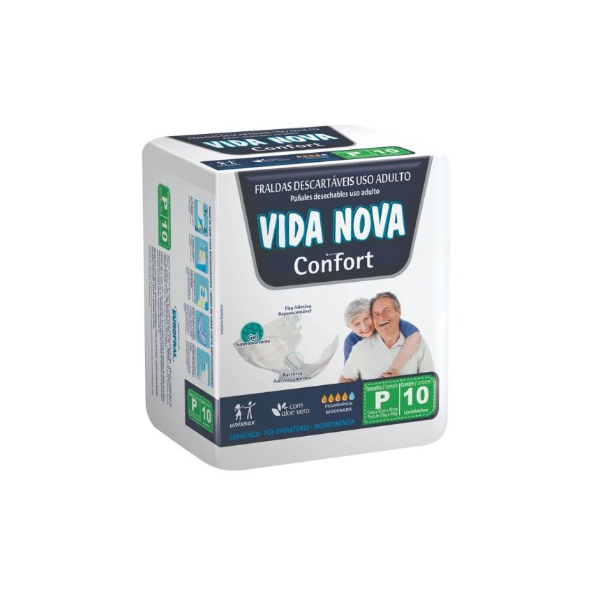 FRALDA VIDA NOVA CONFORT P COM 10 UNIDADES