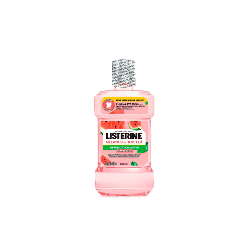 ENXAGUANTE BUCAL LISTERINE MELANCIA E HORTELA 500ML - VALIDADE 08/2026