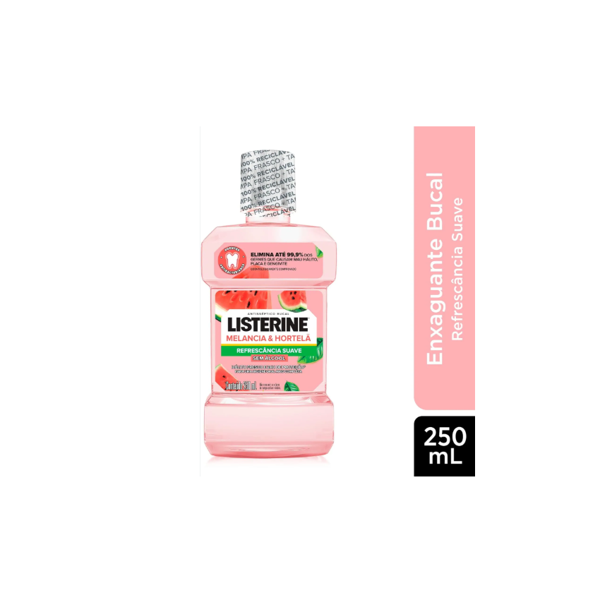 ENXAGUANTE BUCAL LISTERINE MELANCIA&HOTERLA SEM ALCOOL 250ML