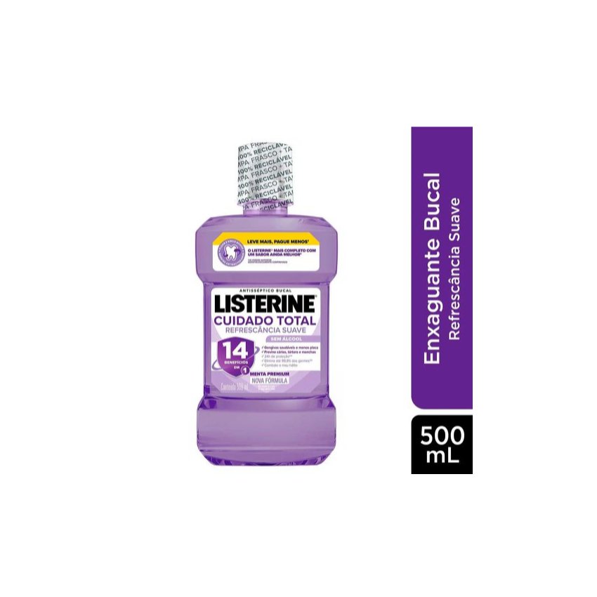 ENXAGUANTE BUCAL LISTERINE ZERO ALCOOL CUIDADO TOTAL 500ML