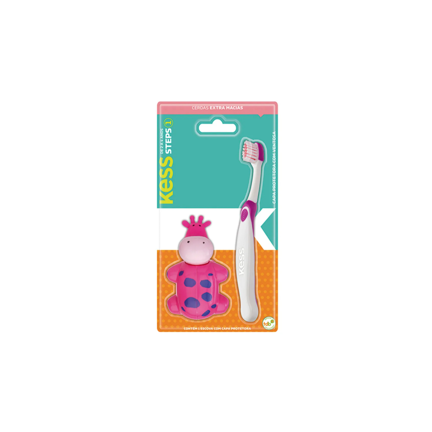 ESCOVA DENTAL INFANTIL STEPS KESS COM CAPA PROTETORA 