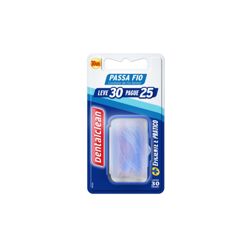 PASSA FIO DENTALCLEAN LEVE 30 PAGUE 25UND