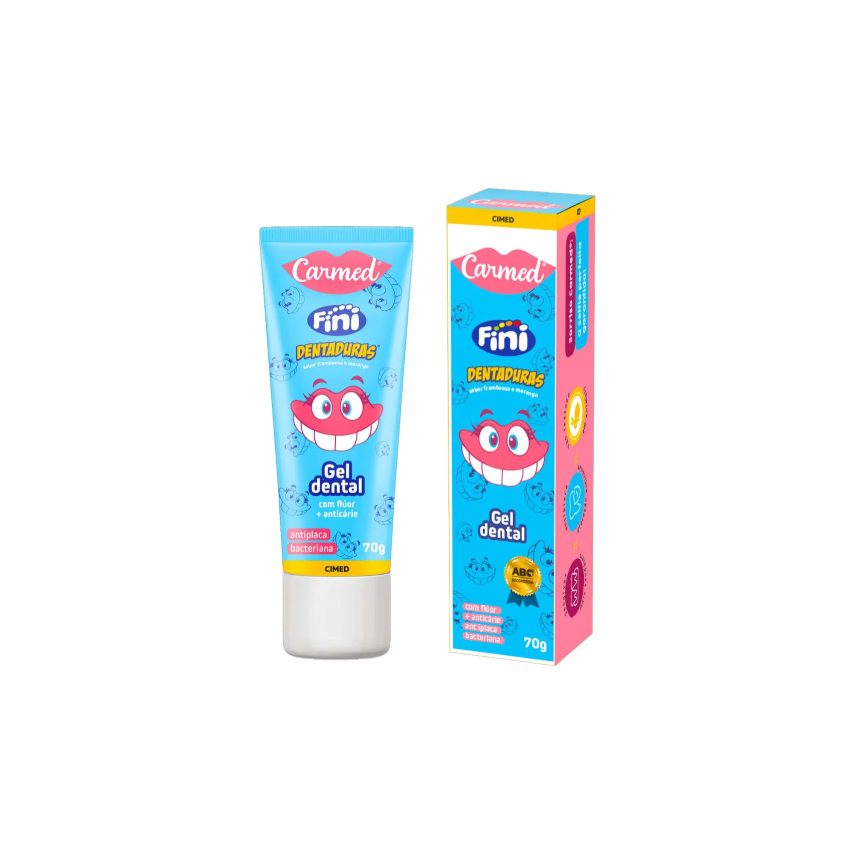 GEL DENTAL COM FLUOR SABOR FRAMBROESA E MORANGO 70G