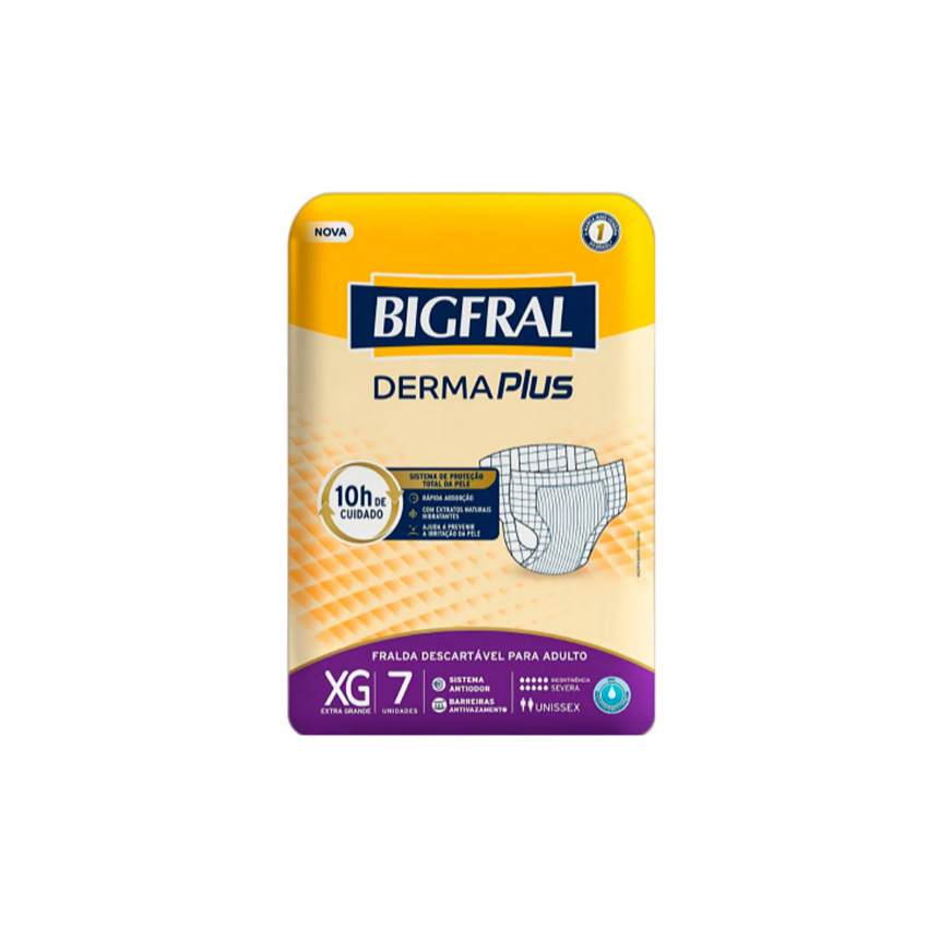 FRALDA BIGFRAL DERMA PLUS REGULAR XG COM 7 UNIDADES
