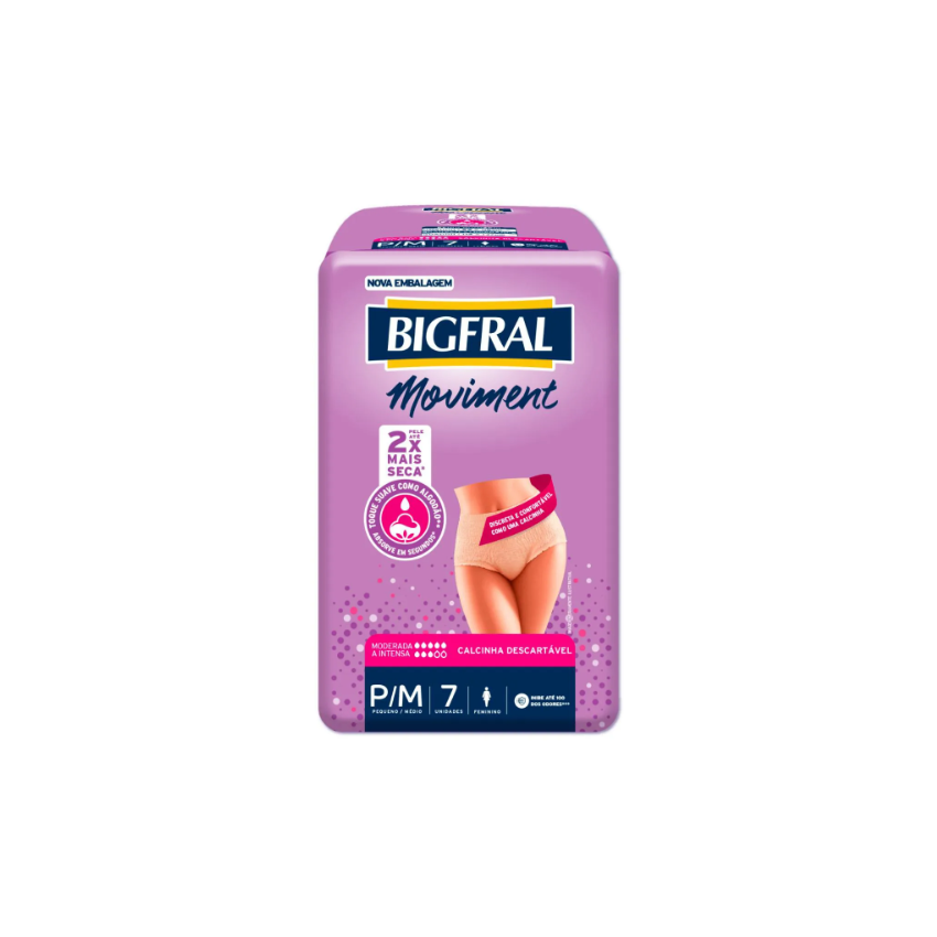 FRALDA BIGFRAL MOVIMENT ROUPA INTIMA FEM P/M COM 7