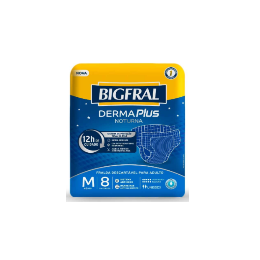 FRALDA BIGFRAL NOTURNA M COM 8 UNIDADES