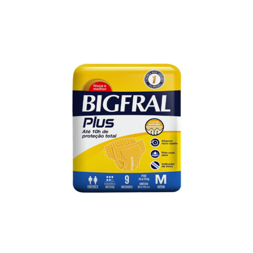 FRALDA BIGFRAL TAMANHO M COM 9 UND