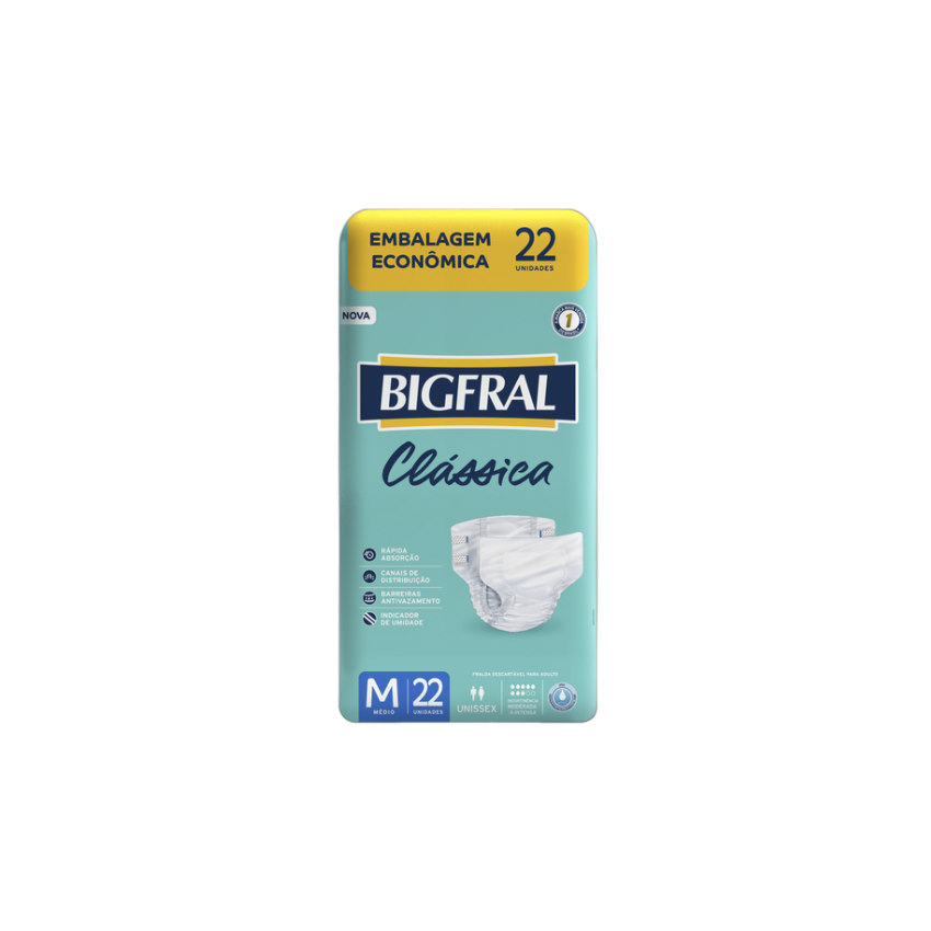 FRALDA GERIATRICA BIGFRAL CLASSICA TAMANHO M COM 22 UNIDADES