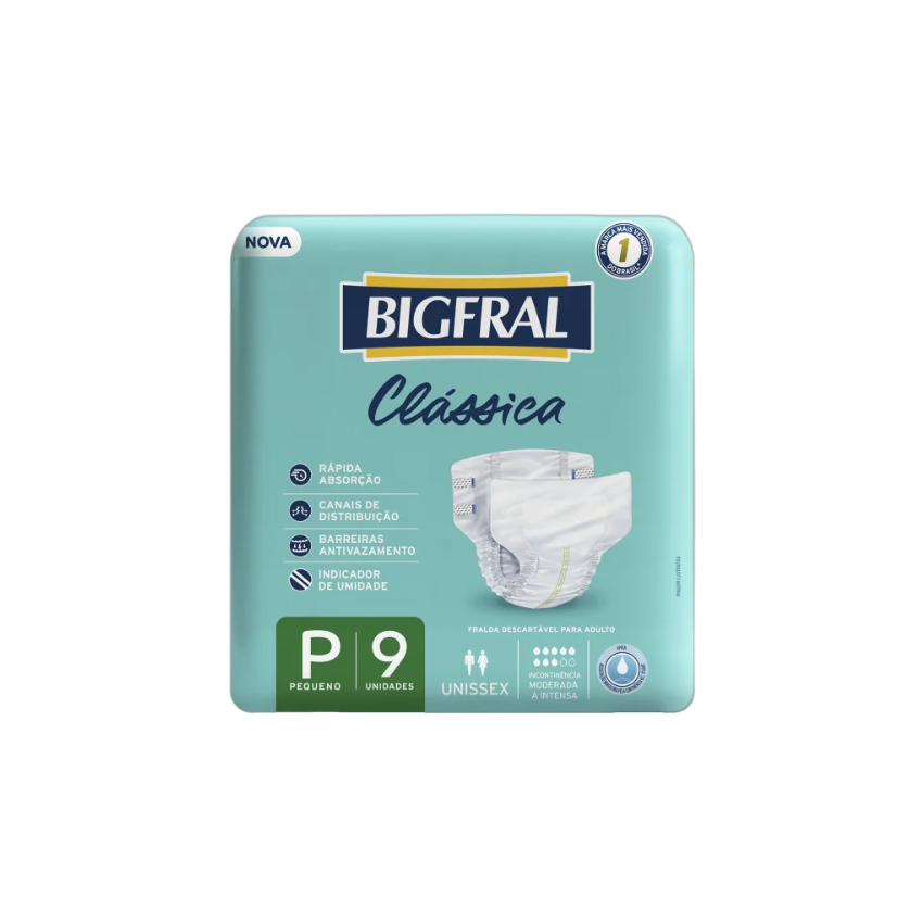 FRALDA GERIATRICA BIGFRAL CLASSICA TAMANHO P COM 9 