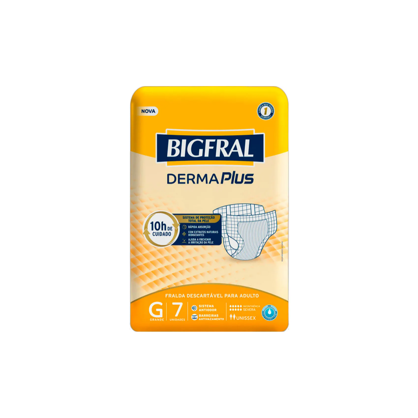 FRALDA GERIATRICA BIGFRAL DERMA PLUS G COM 7 UNIDADES