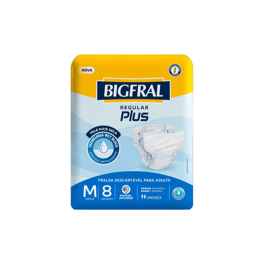 FRALDA GERIATRICA BIGFRAL REG PLUS M COM 8 UNIDADES
