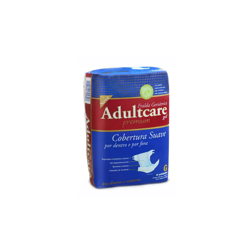 FRALDA ADULCARE PREMIUM G COM 8 UNIDADES 