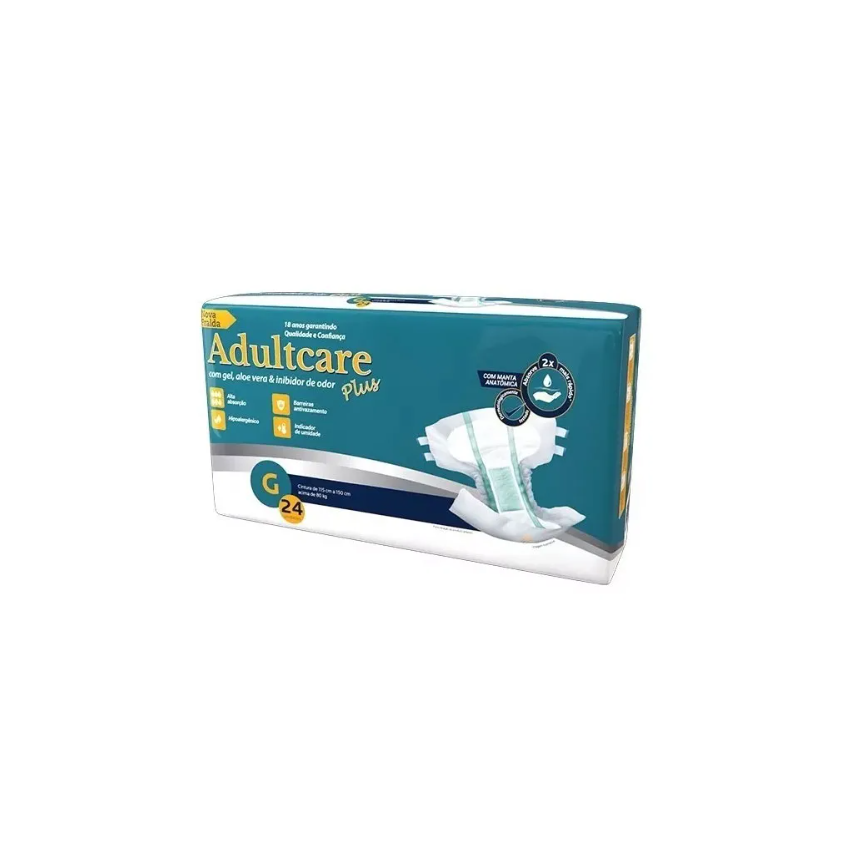 FRALDA ADULTCARE PLUS TAMANHO 24 UNIDADES