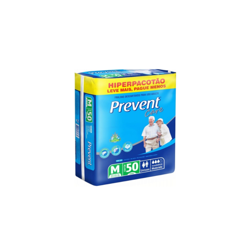 FRALDA GERIATRICA PREVENT CARE TAMANHO M COM 50 UNIDADES