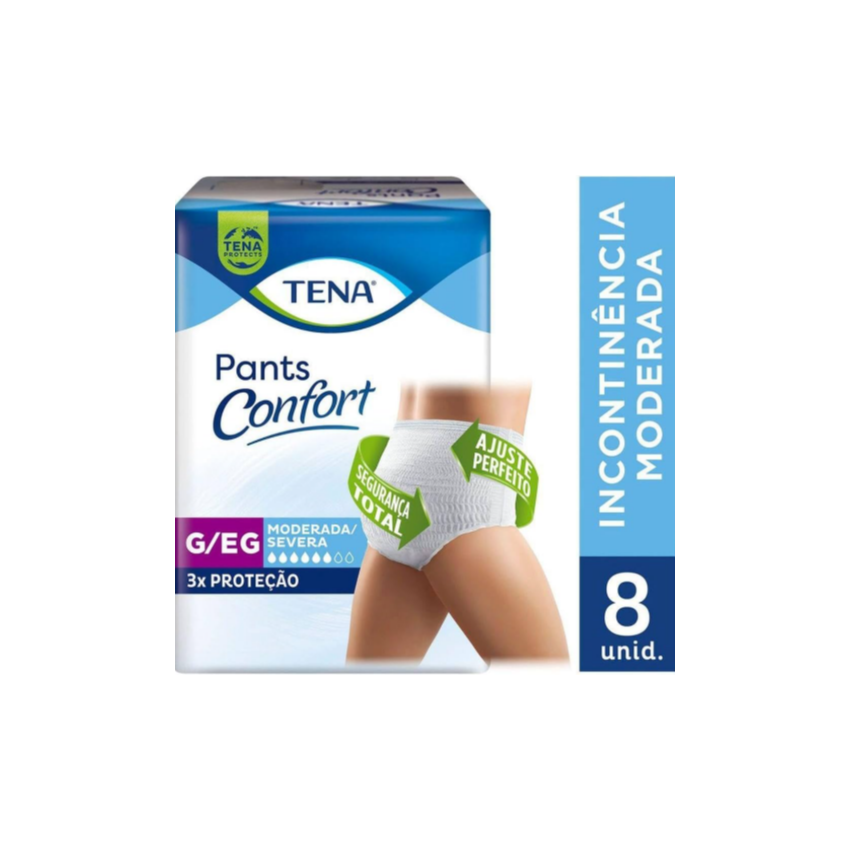 FRALDA GERIATRICA TENA PANTS CONFORT G/EG COM 8 UNIDADES
