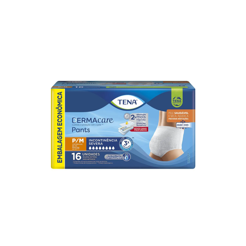 FRALDA GERIÁTRICA TENA PANTS DERMACARE P/M COM 16 UNIDADES