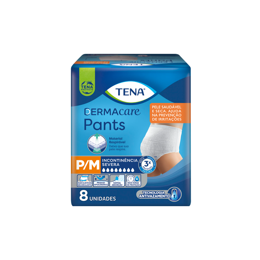 FRALDA GERIATRICA TENA PANTS DERMACARE PM COM 8 UNIDADES