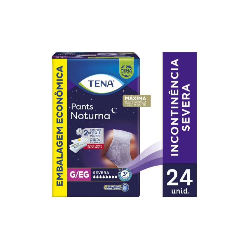 FRALDA GERIATRICA TENA PANTS NOTURNA G/EG COM 24 UNIDADES