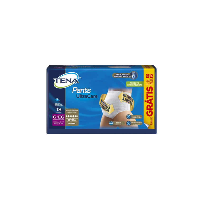 FRALDA GERIATRICA TENA PANTS ULTRA G/EG COM 18 UNIDADES