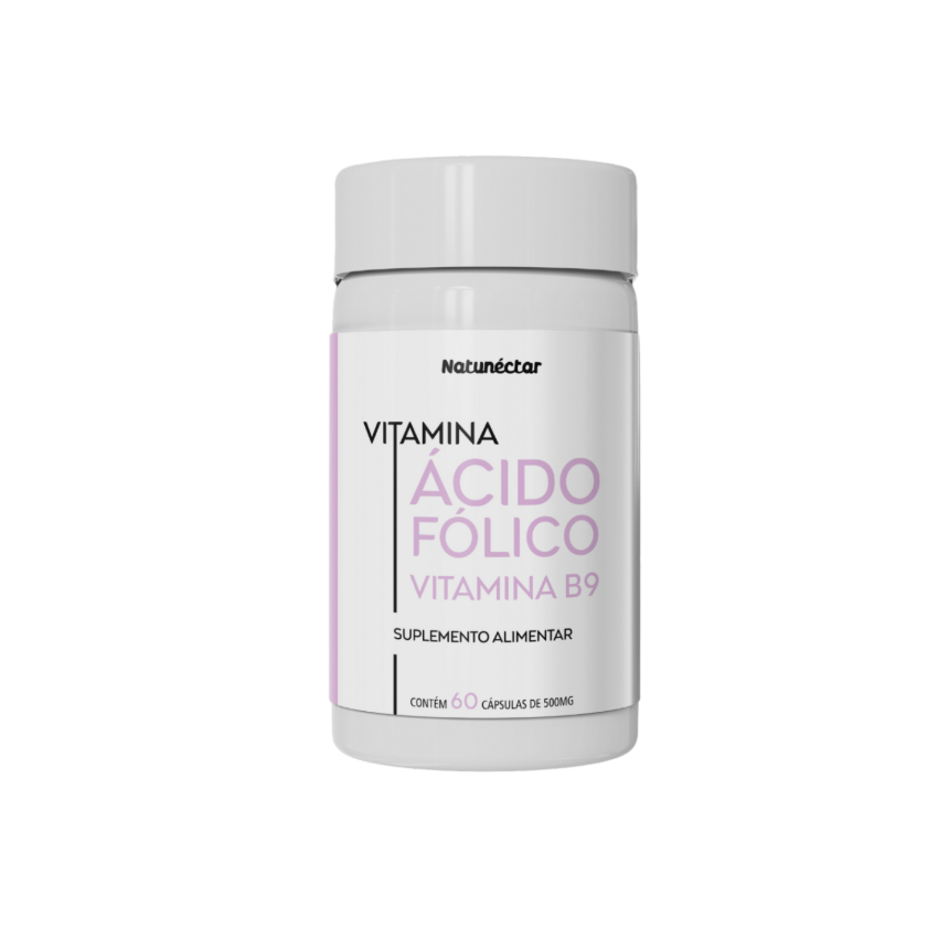 ACIDO FOLICO + VITAMINA B9 500MG COM 60 CAPSULAS NATUNECTAR